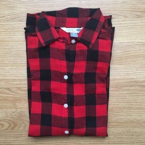 Red Black Buffalo Check Flannel  Top